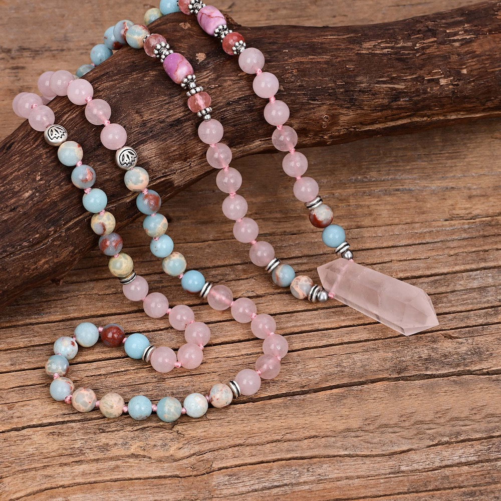 Rose Quartz Beaded Necklace