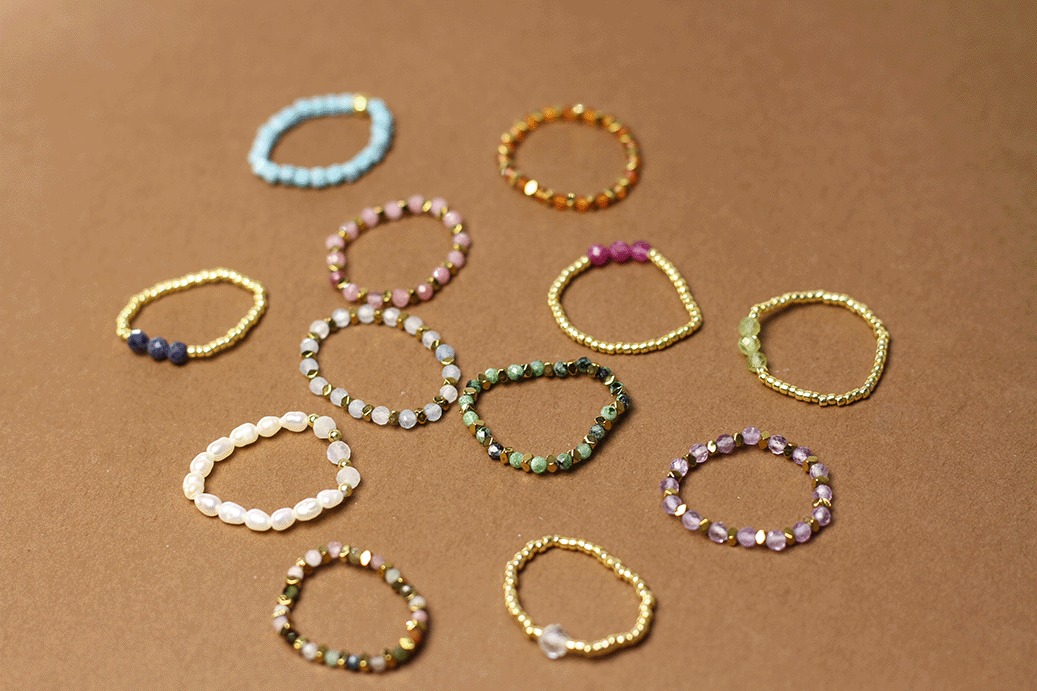 Dainty Birthstone Ring – Stackable Natural Gemstone Band