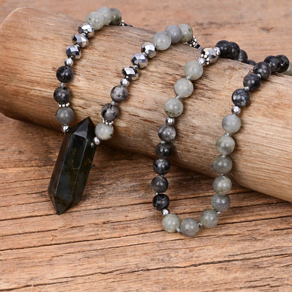 Labradorite Hexagon Pendant Necklace