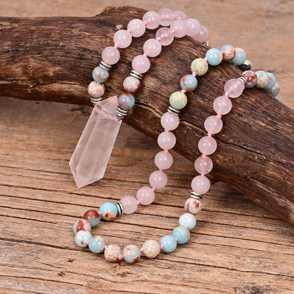 Rose Quartz Beaded Necklace