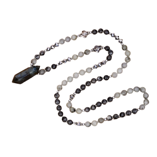 Labradorite Hexagon Pendant Necklace